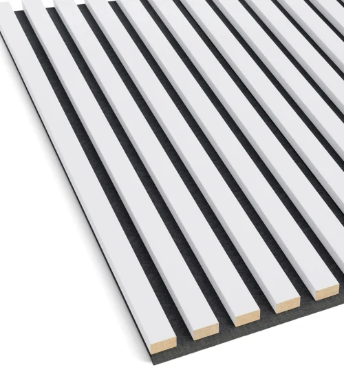 Set Riflaj decorativ - Panouri acustice 3D pe pasla pentru perete sau tavan, Alb mat, 600x24x600 mm, 4 panouri