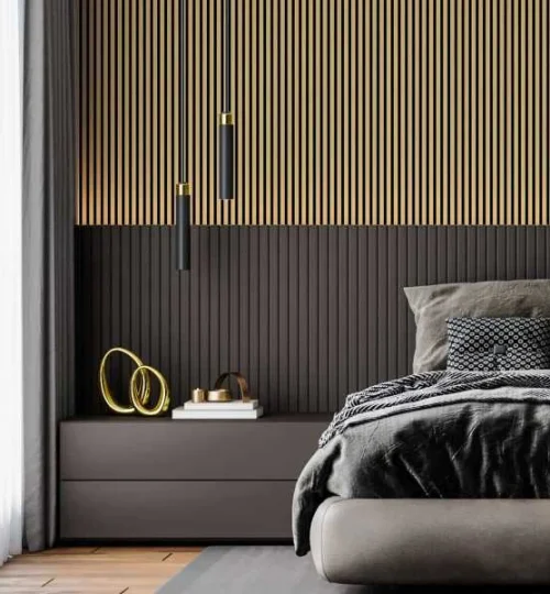 et Riflaj decorativ - Panouri acustice pe pasla sau HDF pentru perete sau tavan, Auriu