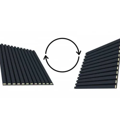 Set Riflaj decorativ - Panouri acustice 3D pe pasla pentru perete sau tavan, Antracit, 600x24x600 mm, 4 panouri