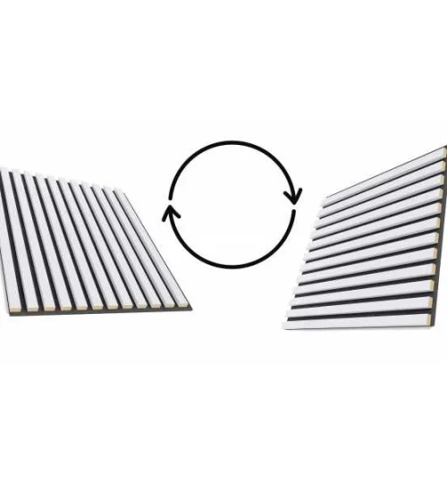 Set Riflaj decorativ - Panouri acustice 3D pe pasla pentru perete sau tavan, Alb mat, 600x24x600 mm, 4 panouri