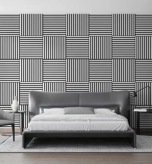 Set Riflaj decorativ - Panouri acustice 3D pe pasla pentru perete sau tavan, Alb mat, 600x24x600 mm, 4 panouri