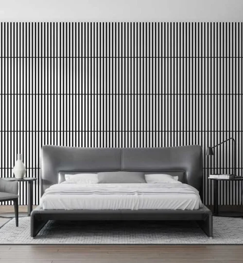 Set Riflaj decorativ - Panouri acustice 3D pe pasla pentru perete sau tavan, Alb mat, 600x24x600 mm, 4 panouri