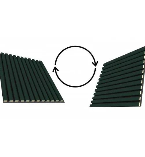 Set Riflaj decorativ - Panouri acustice 3D pe pasla pentru perete sau tavan, Verde intens, 600x24x600 mm, 4 panour