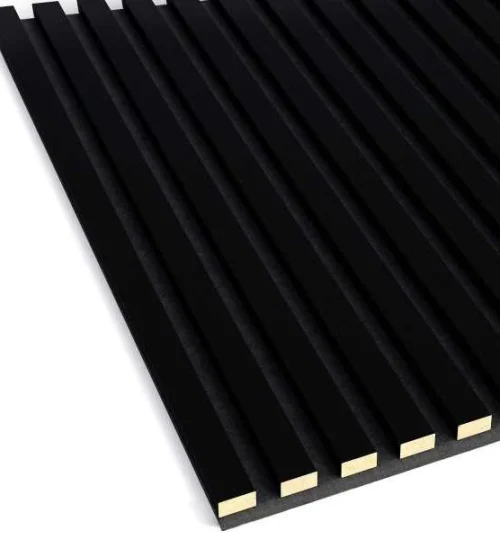 Set Riflaj decorativ - Panouri acustice 3D pe pasla pentru perete sau tavan, Negru mat, 600x24x600 mm, 4 panouri
