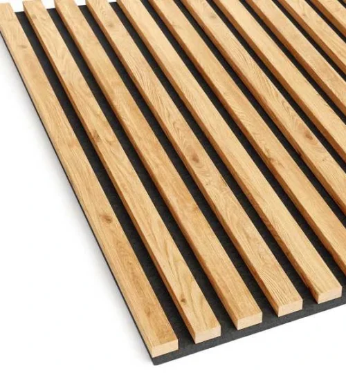 Set Riflaj decorativ - Panouri acustice 3D pe pasla pentru perete sau tavan, Stejar Natur, 600x24x600 mm, 4 panouri