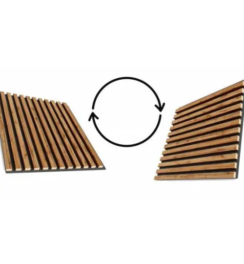 Set Riflaj decorativ - Panouri acustice 3D pe pasla pentru perete sau tavan, Stejar Wotan, 600x24x600 mm, 4 panouri