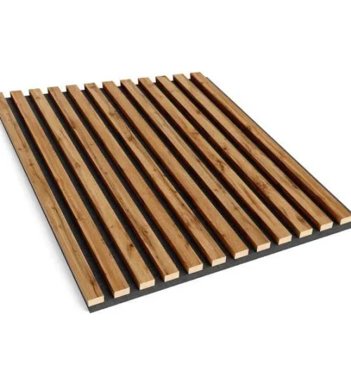 Set Riflaj decorativ - Panouri acustice 3D pe pasla pentru perete sau tavan, Stejar Wotan, 600x24x600 mm, 4 panouri