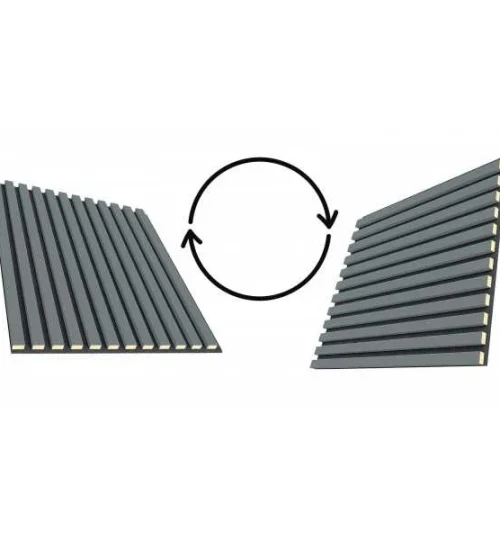 Set Riflaj decorativ - Panouri acustice 3D pe pasla pentru perete sau tavan, Kaki, 600x24x600 mm, 4 panouri