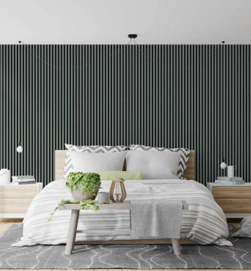Set Riflaj decorativ - Panouri acustice 3D pe pasla pentru perete sau tavan, Kaki, 600x24x600 mm, 4 panouri