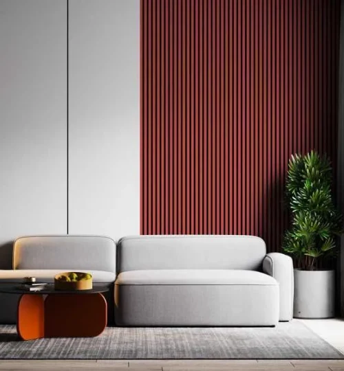 Set Riflaj decorativ - Panouri acustice 3D pe pasla pentru perete sau tavan, Coral, 600x24x600 mm, 4 panouri