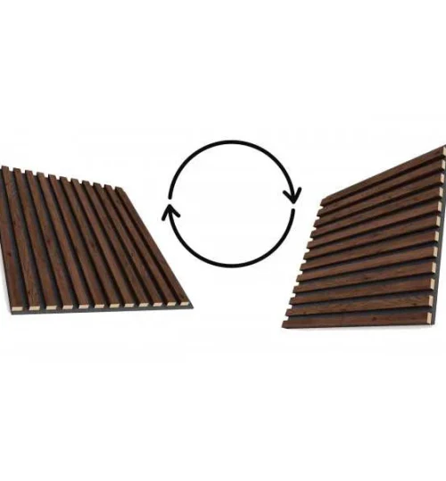 Set Riflaj decorativ - Panouri acustice 3D pe pasla pentru perete sau tavan, Nuc, 600x24x600 mm, 4 panouri