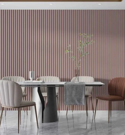 Set Riflaj decorativ - Panouri acustice 3D pe pasla pentru perete sau tavan, Roz pudra, 600x24x600 mm, 4 panouri