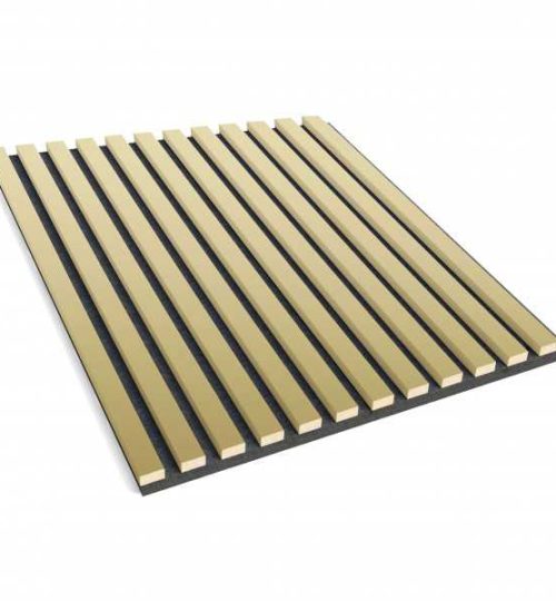 Set Riflaj decorativ - Panouri acustice 3D pe pasla pentru perete sau tavan, Auriu, 600x24x600 mm